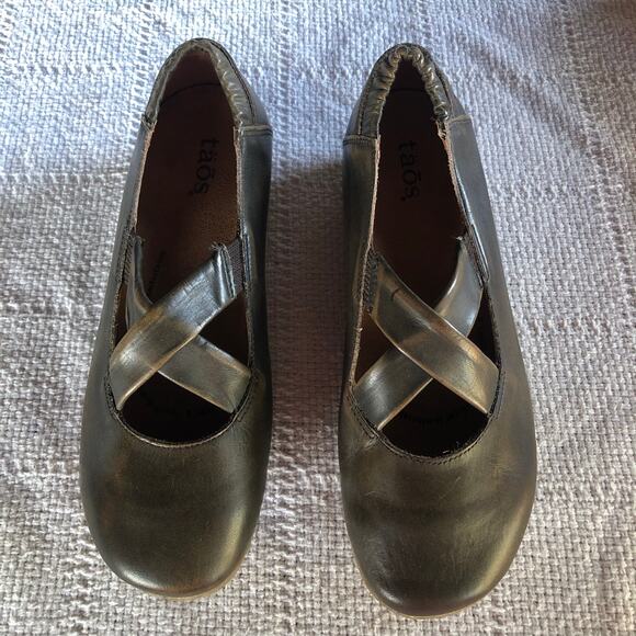 Taos Mary Jane Ballet Flats 37 6-6.5 Brown Leather Slip On 37 6-6.5 Casual Chic - Picture 2 of 11
